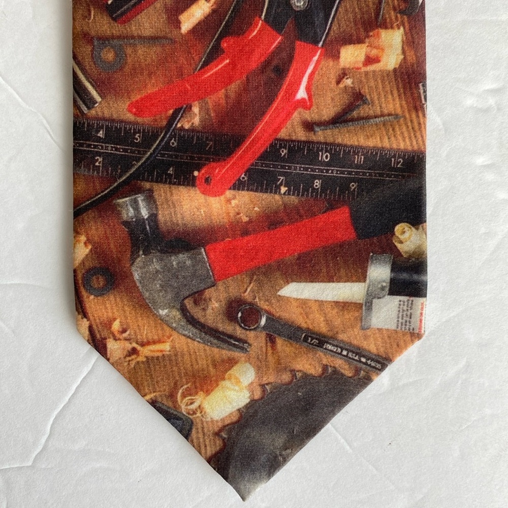 Ralph Martin handyman tools 1996 tie 💯polyester vintage casual